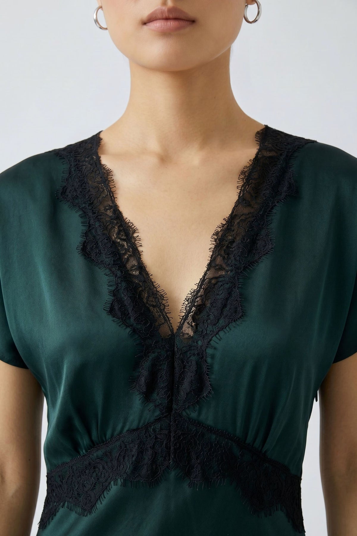Satin Lace Maxi Dress