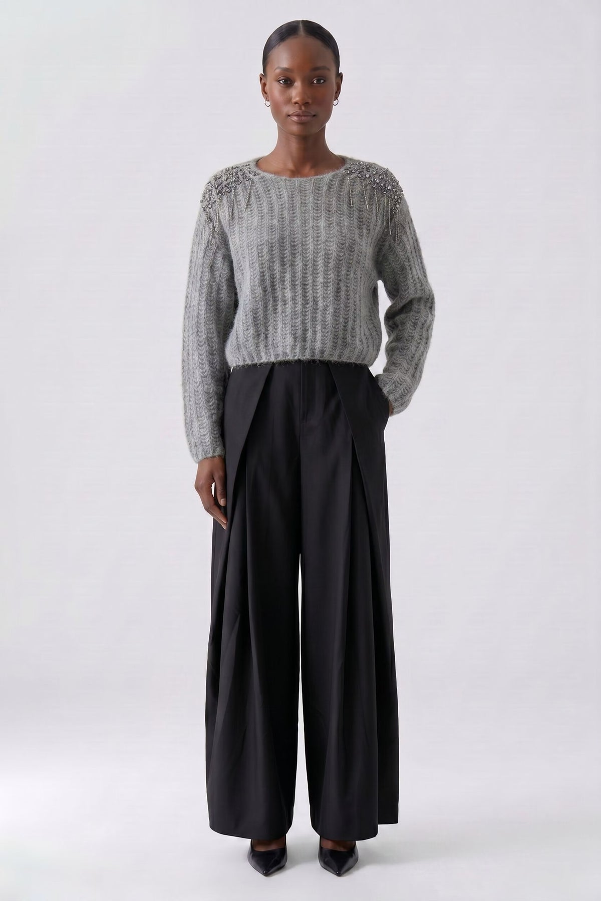 Pleated Wide-Leg Trouser