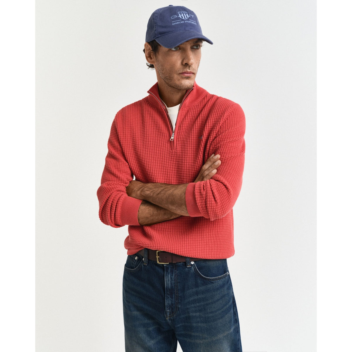 Textured Cotton Half Zip