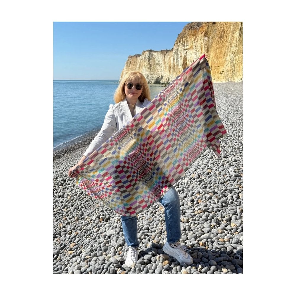 Check Twill Wool & Silk Scarf