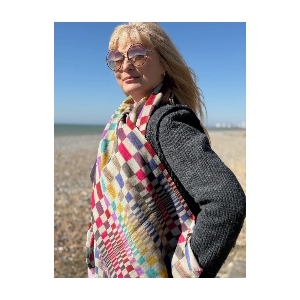 Check Twill Wool & Silk Scarf