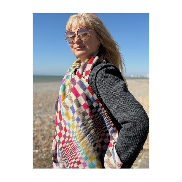 Check Twill Wool & Silk Scarf