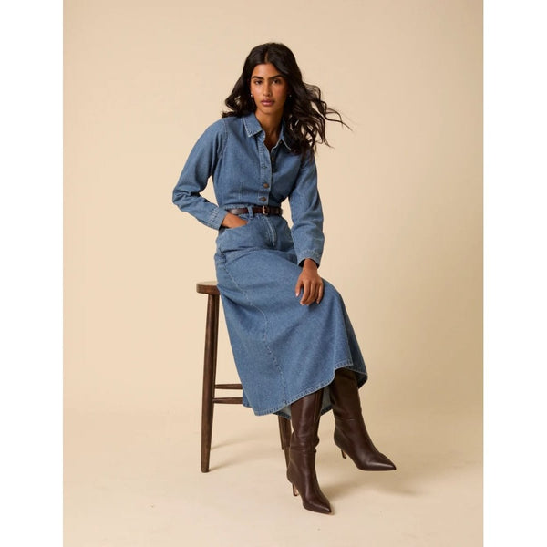 Denim Midi Shirt Dress