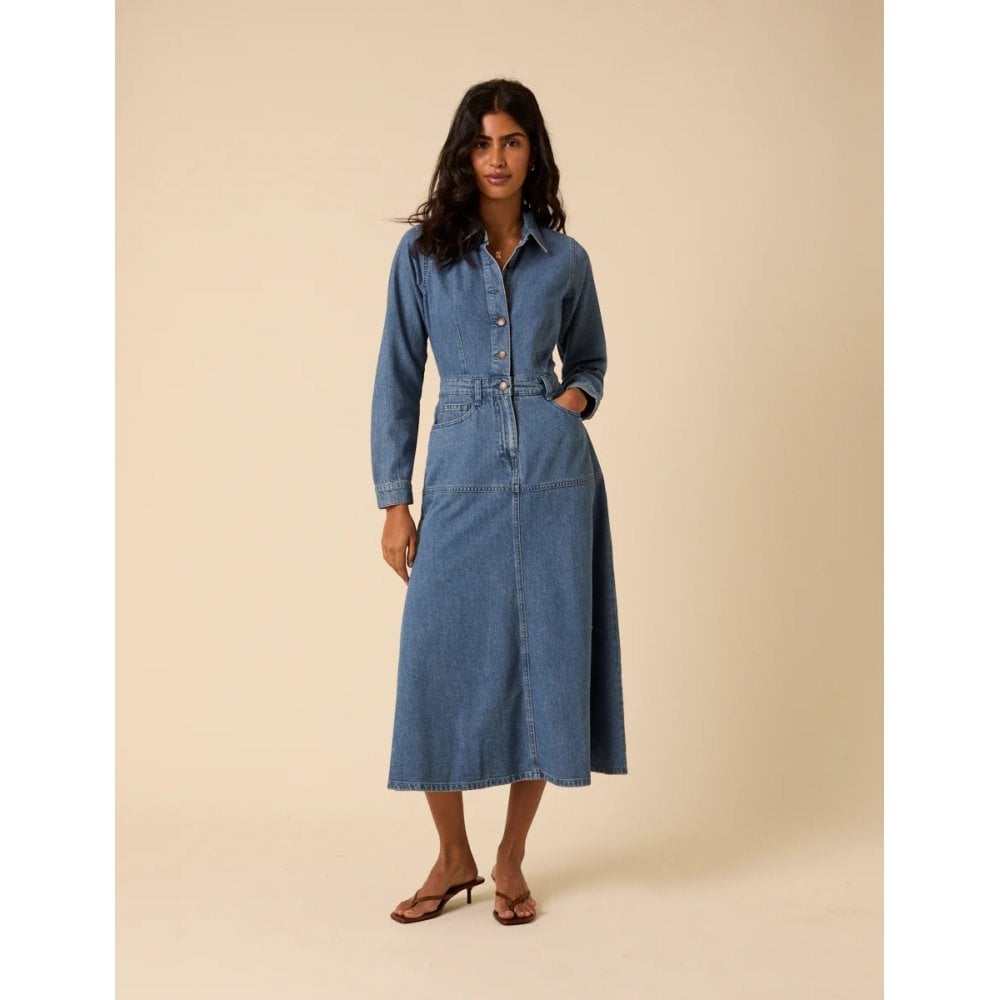 Denim Midi Shirt Dress