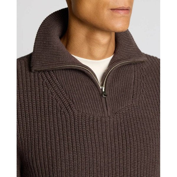 Cotton Funnel Neck Knit Sweater