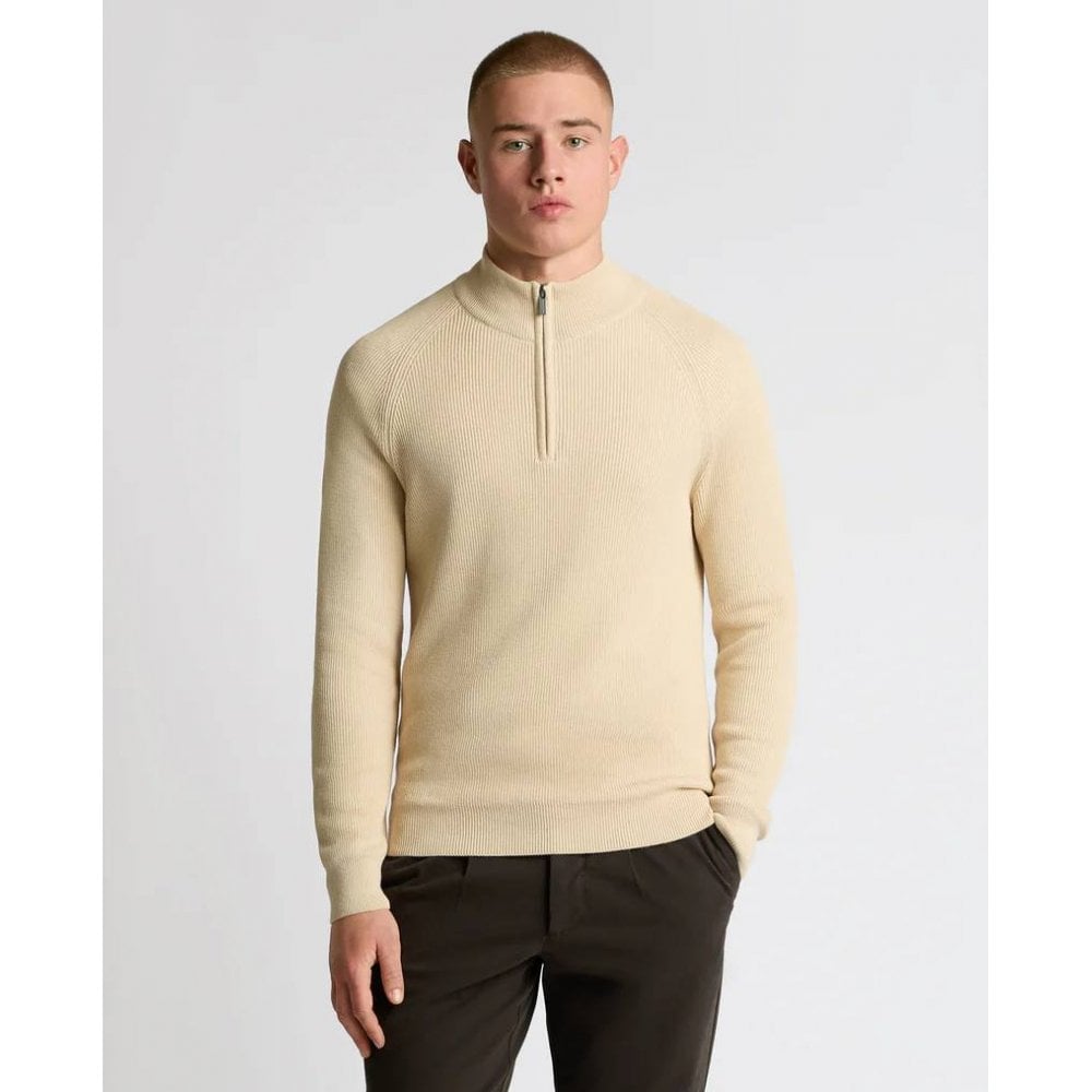 Cotton Half-Zip Knit Sweater