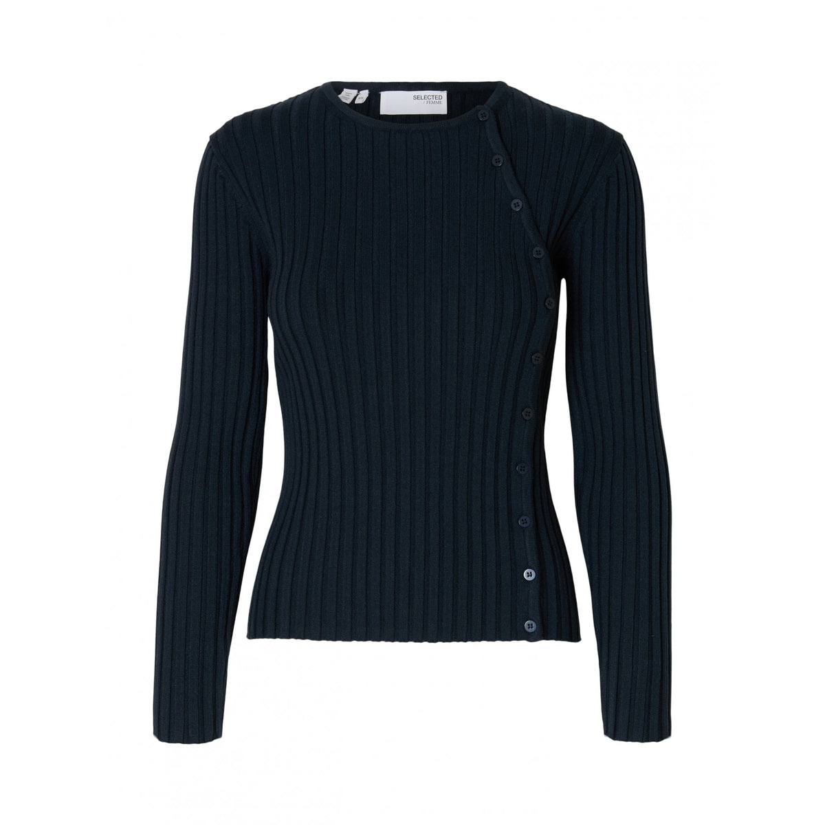 Helen Knit Button O-Neck Top