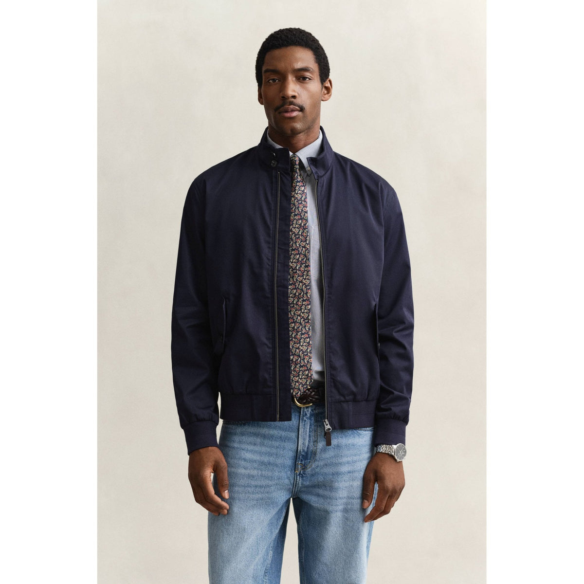 Cotton Blend Harrington Jacket