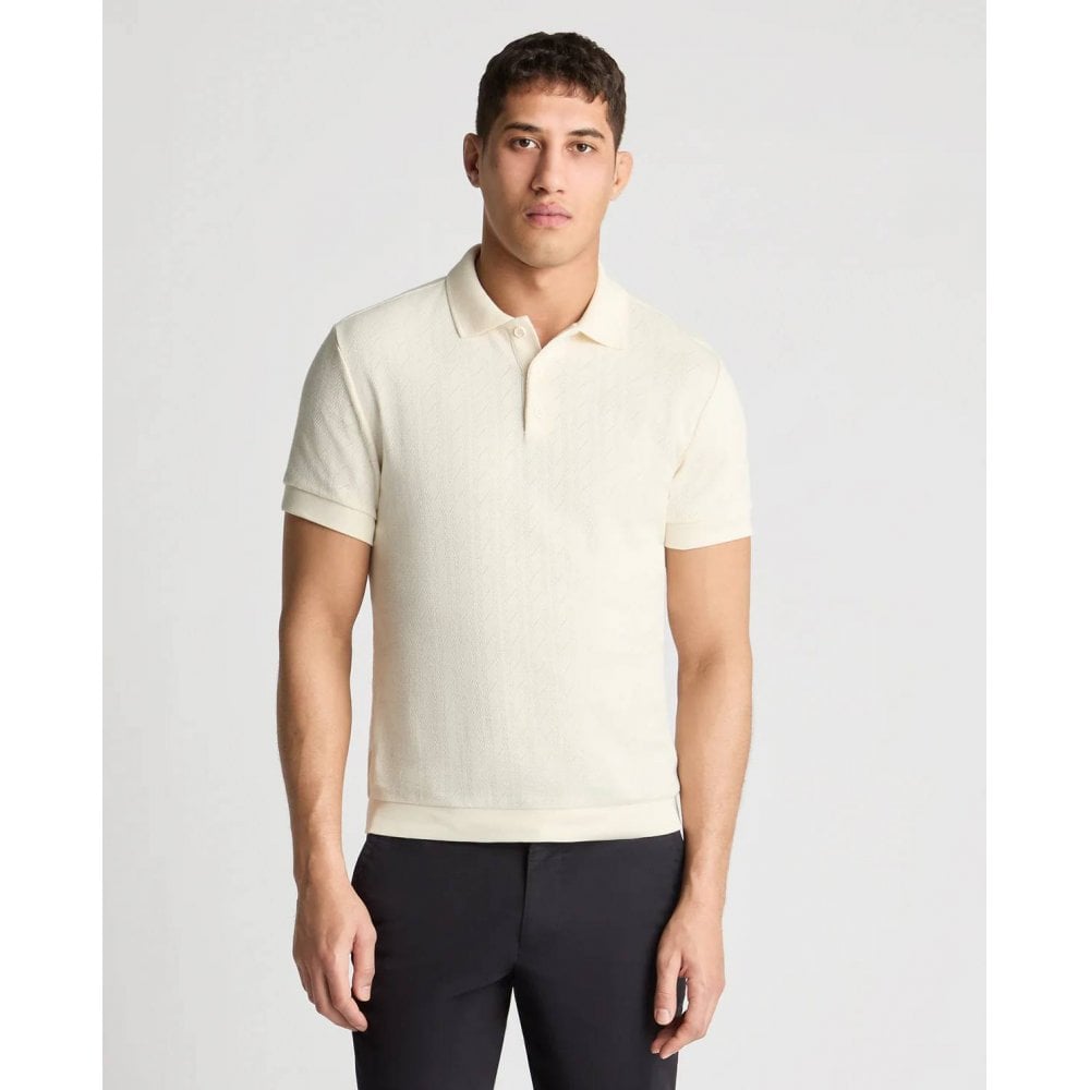 Cable Patterned Cotton Polo Shirt