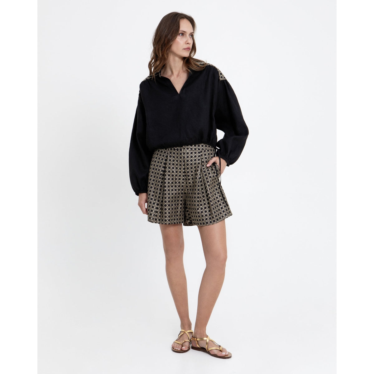 Cross Pleated Shorts