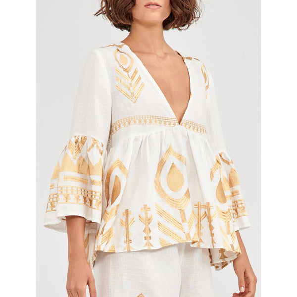 Bell Sleeve Embroidered Blouse