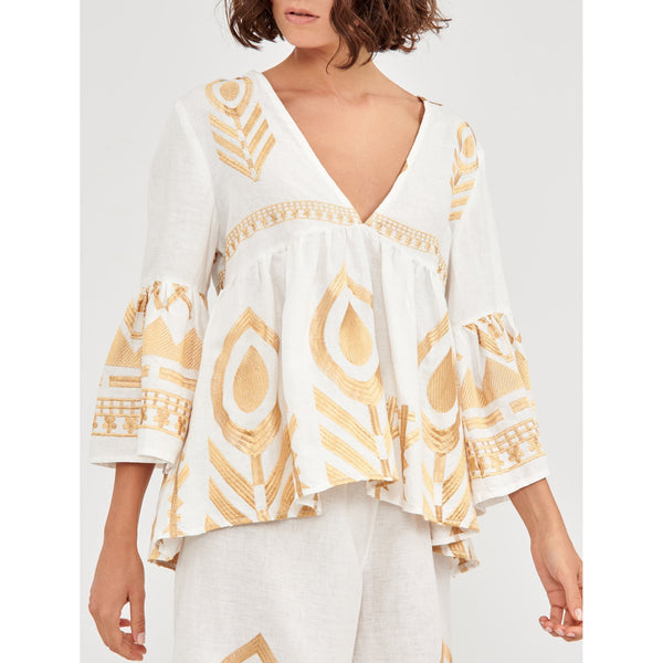 Bell Sleeve Embroidered Blouse