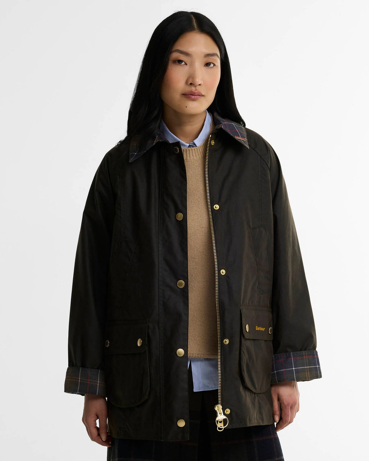 Icons Tartan Collar Modern Beadnell Waxed Jacket